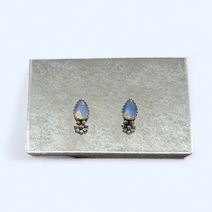 Handmade Sterling Silver Moonstone Earrings with Flower Detail